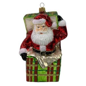 Trimsetter by Dillards Santa Claus Gift Box Ornament Glass-blown Handcrafted NIB